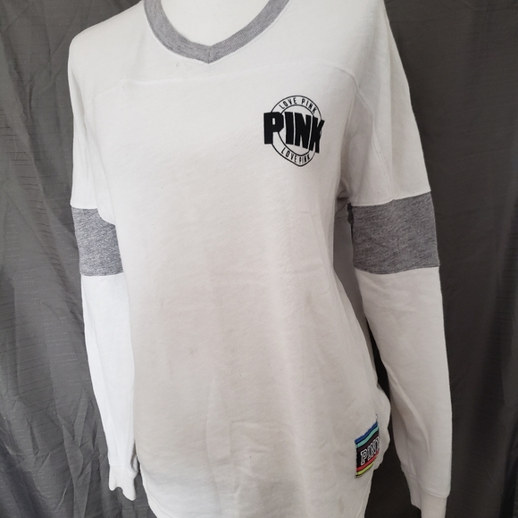 PINKbyV.S. | White/Rainbow Varsity Long Sleeve! - Picture 3 of 8